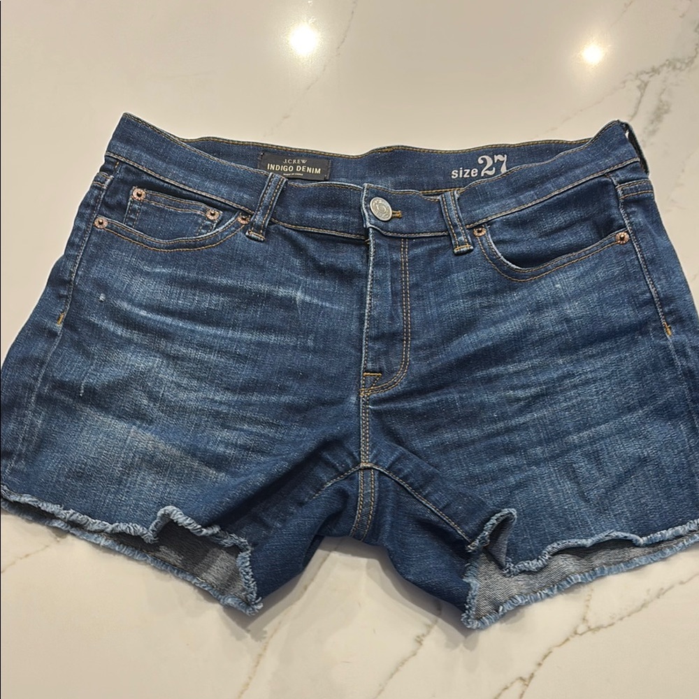 J. Crew Blue Jean Shorts with Raw-Edge Hem